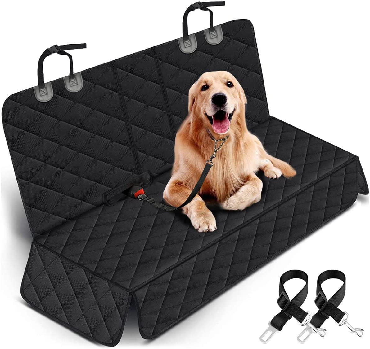 Dog Car Seat Cover - Waterproof Back Seat Protector for Pets, Non-Slip Design Fits Middle Armrest, Compatible with Most Cars, Trucks, and SUVs - Black