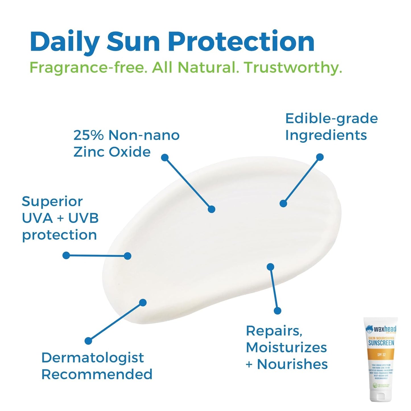Waxhead Tinted Mineral Sunscreen for Face - Zinc Oxide Formula for Kids and Adults